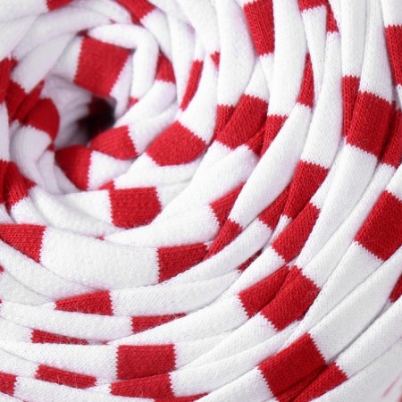 Knitted yarn secondary 90% cotton, 10% p/e, 100m/450 ± 50 g (white-red strip)-2
