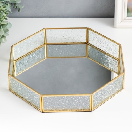 Standing interior glass with a mirror "polyhedron. Drops" 28x28x5.5 cm-1