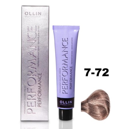 OLLIN PROFESSIONAL PERFORMANCE hair cream, tone 7/72 blunder brown-violet, 60 ml