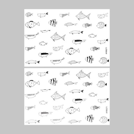 Sticking plastic interior black "fish" set 2 sheets 40x60 cm-1