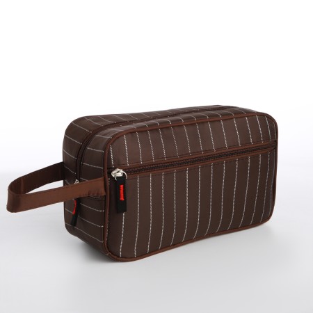 Lightning cosmetic bag, external pocket, brown color
