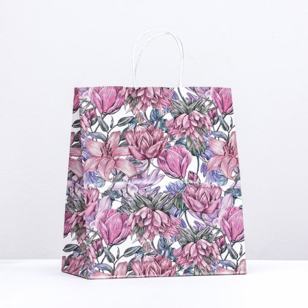 Paper package, craft 100 g/m2 25 x 22 x 12 cm "Flower pattern"