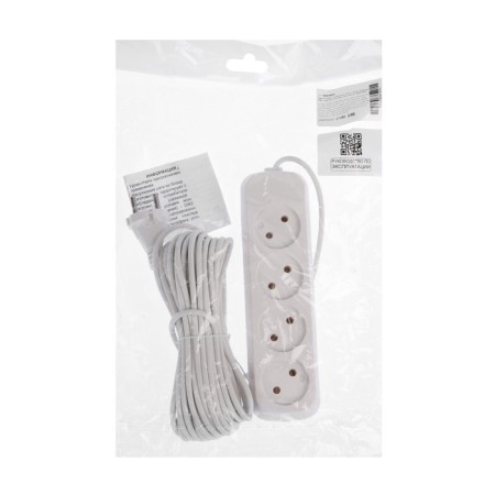 Extension cord Luazon Lighting Eco, 4 sockets, 10 m, 10 A, 2200 W, PVS 2x0.75 mm2, without salary, white-3