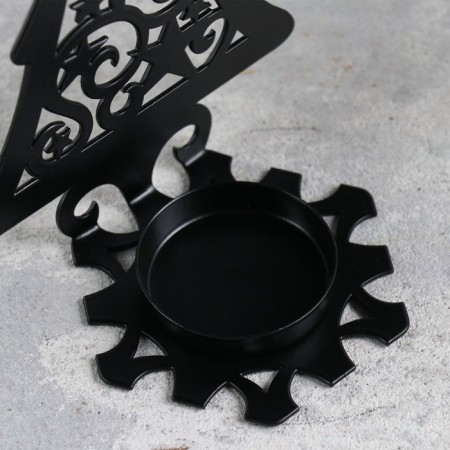 Climb "Christmas tree with stars" metal for one candle, 6.6x10x13 cm, black-3