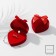 Velvet case for earrings/Ring "Heart" with a ribbon, 6.2 × 6.2, Red color