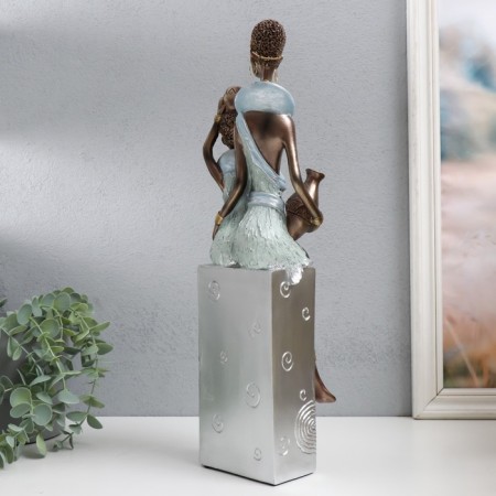Polystone souvenir "Africa - mother and child" silver 11.5x12x41 cm-4