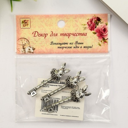 Decor for creativity Metal "Key with the head of a hare" silver 4.8x1.5 cm-4