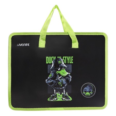 Folder with A4 handles, 335 x 260 x 100 mm, plastic, pens-textiles, Devente Cool Duck Black/Green