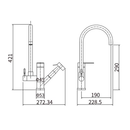 Fashun A56005 kitchen mixer, single -legged, 35 mm cartridge, with a drawer, satin-1