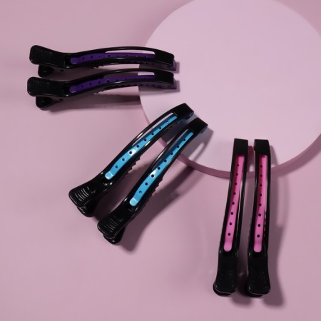 Set of hair clamps, 12 cm, 2 pcs, color mix/black-3
