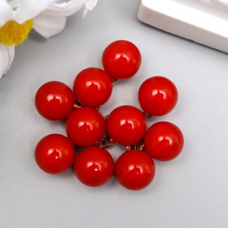 Decor for creativity plastic "Red ball with a loop" set 10 pcs 1.2x1.2x1.4 cm-1