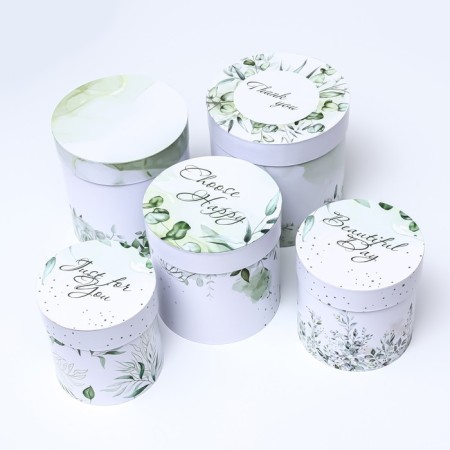 Set of round boxes 5 in 1 "Simple tenderness", 19.5 x 19.5 - 14 x 14 cm-3