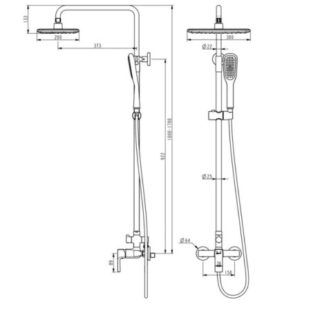 The Lemark Ursus LM7260BL shower system, one -leaf, tropical shower, watering can, black-1