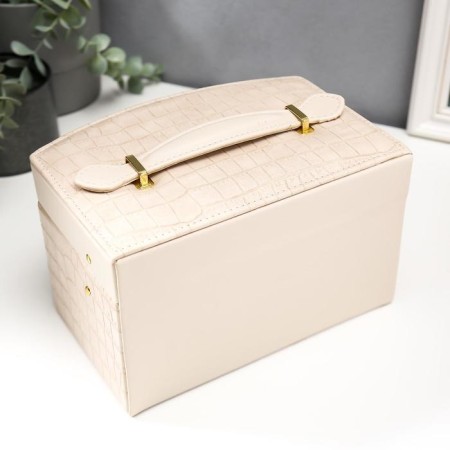 Casket to the leatherette for jewelry "Cream. Gloss and python" 13x21.5x15 cm-5
