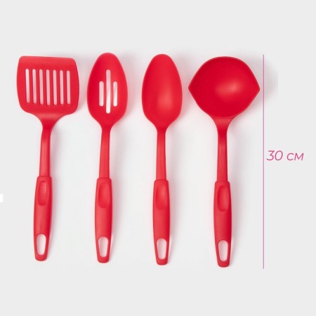 A set of kitchen supplies of the Dolyan Rainbow, 30 cm, 4 objects, red color-1