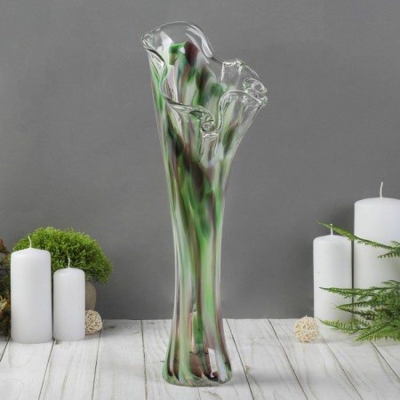 Vase "Wave" 40 cm green-marganese-3