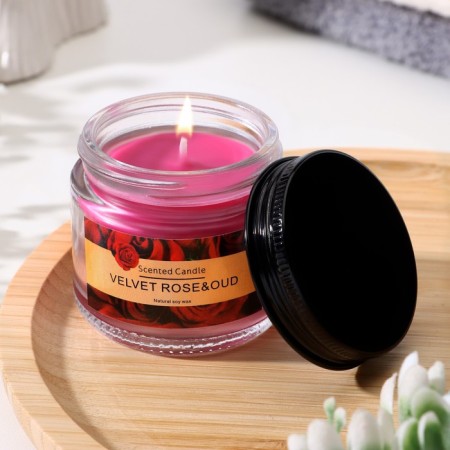 Aromatic candle "Velvet Rose & Oud", 5*5cm, 140 gr