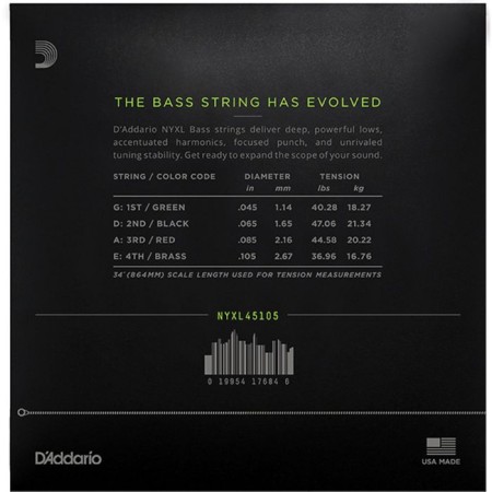 Strings set for bass gitars D’ADDARIO NYXL45105 NYXL-1