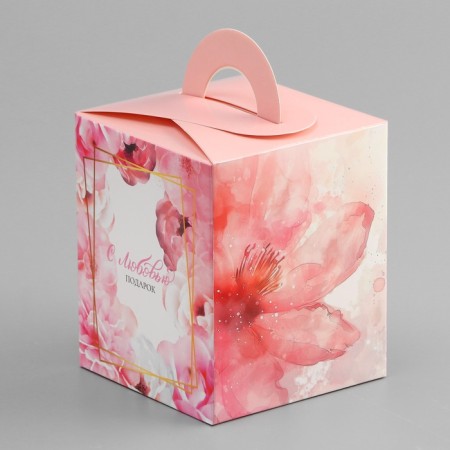 Box for 1 cupcake, "with love", 9.2 x 9.2 x 11.1 cm, confectionery packaging-2