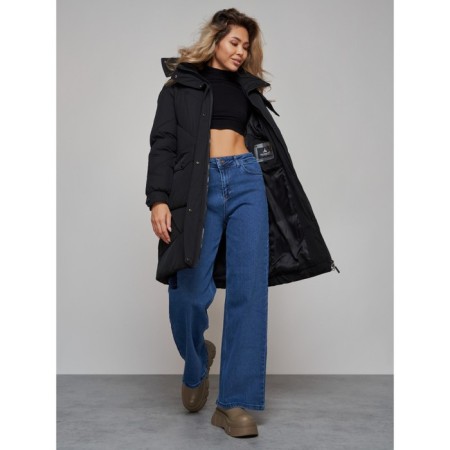 Coat insulated winter female, size 46, black color-16