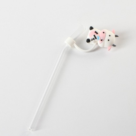 Ceramic mug with a Milk lid and tube, 350 ml, white and black color-5