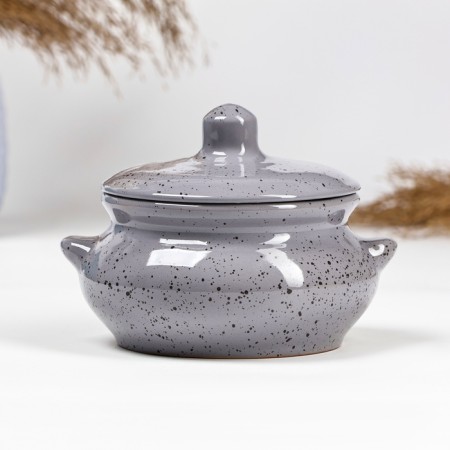 Borisovsky ceramics “Fog”, 500 ml, 13 × 9.5 cm, ceramics, gray baking pot-1