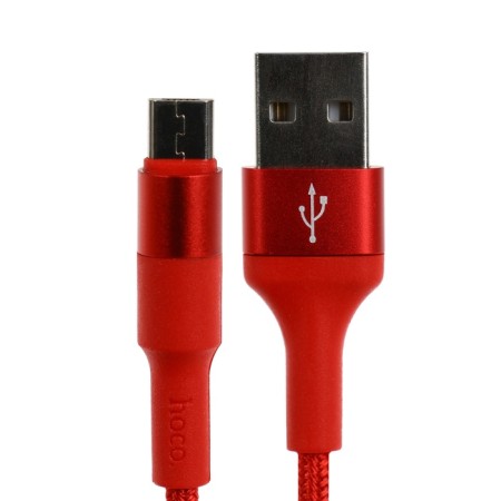 Hoco X26 cable, micro USB - USB, 2 A, 1 m, data transfer, nylon braid, red-4