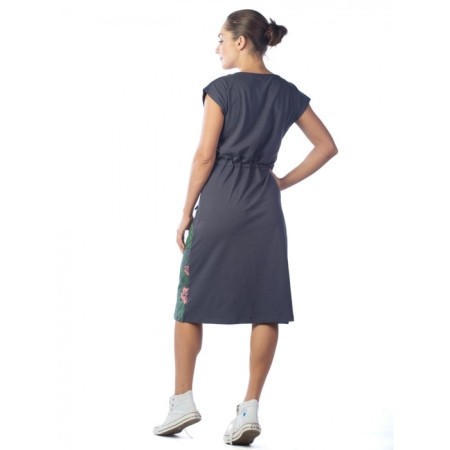 Women's dress "Tropical flowers", size 50, color gray-3