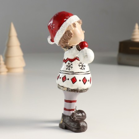 Polystone souvenir "Baby in a winter sweater and cap, with a New Year's ball" 9x5.5x17 cm-1