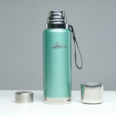 Thermos, 1 l, the journey "Master K.", with a mug and a strainer, retains heat 48 hours, green-1