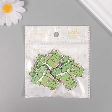 Decor for creativity tree "Frog under the leaf" set 6 pcs 4x3.5x0.3 cm-3