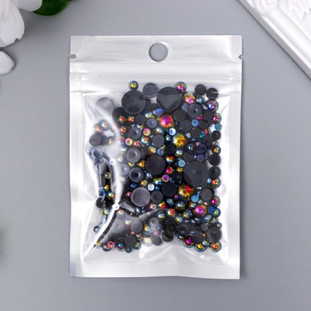 Decor for creativity plastic "Half of beads. Black gasoline" d = 3-10 mm, set 10 grams-2