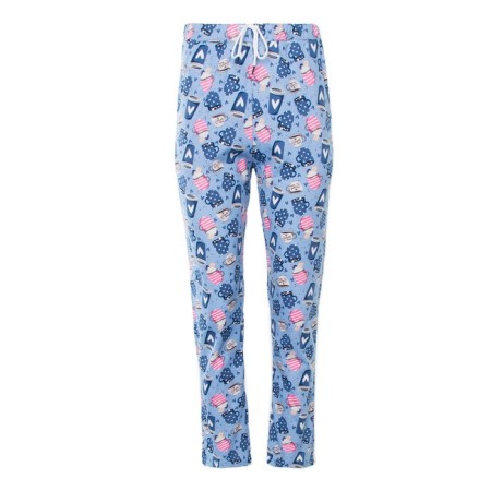 Female trousers with print, blue color, size 48