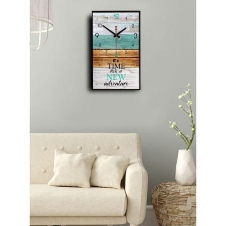 Carty watch is wall-mounted, interior "time for new discoveries", silent, 57 x 35 x 4 cm-2