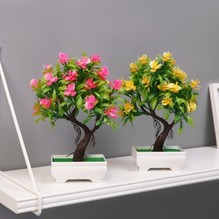 Bonsai in a pot "A tree with thin leaves and flowers" 10x24 cm, mix-3