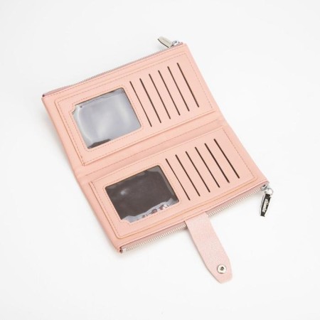 Women's wallet on the button, pink color-2