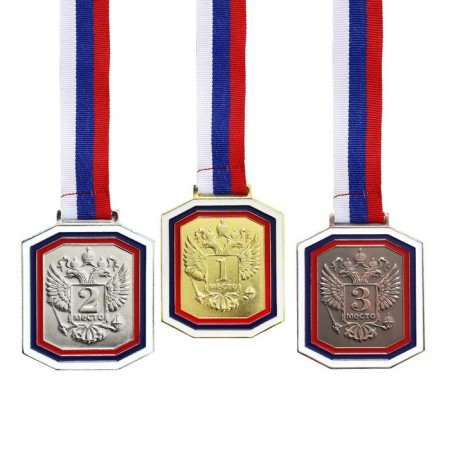 Medal for application 002, tricolor. The color of evil. With a ribbon. 6 x 7 cm.-1