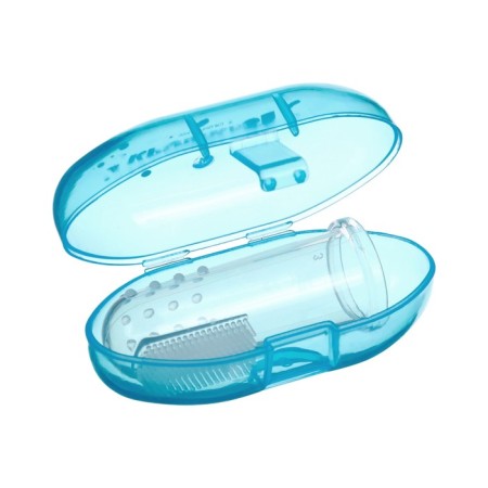 The teether is a children's massager in a container, 3 in 1, per finger, silicone from 3 months.-4