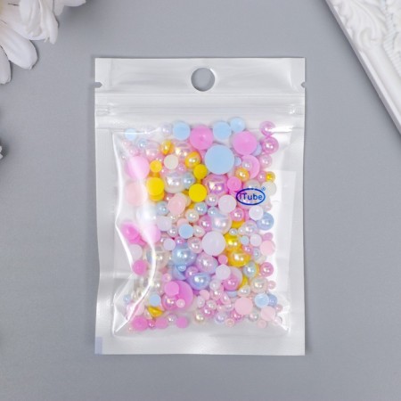 Decor for creativity plastic "Half of beads. Makarun mother-of-pearl" d = 3-10 mm, set 10 grams-2