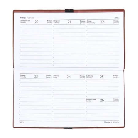 The weekly dated 2025, Escalada, 175 x 95 mm, soft cover with artificial leather, 64 sheets, pancake embossing, block 70, brown-11