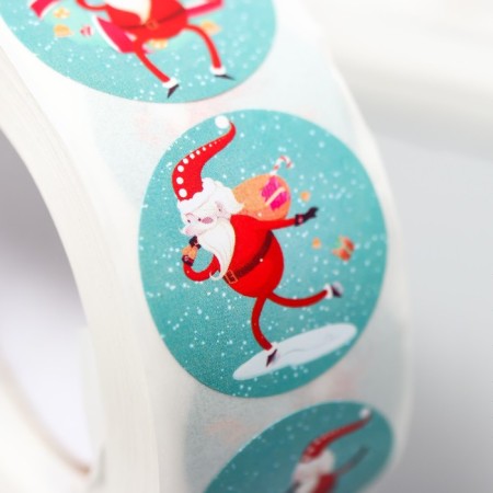 Stick Paper "Grandfather Frost" d = 2.5 cm 500 pcs in a roll 3x6.5x6.5 cm-3