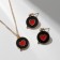 Headset 2 items: earrings, pendant "heart" Dream, red-black color in gold, 42 cm