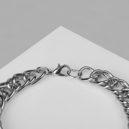 Bracelet "Chain" dense weaving, color silver, 21 cm-1