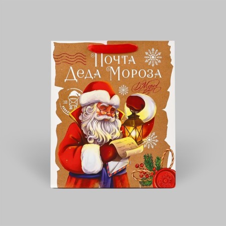 Laminated vertical packet "Mail Santa Claus", ML 23 x 27 x 11.5 cm, New Year-2