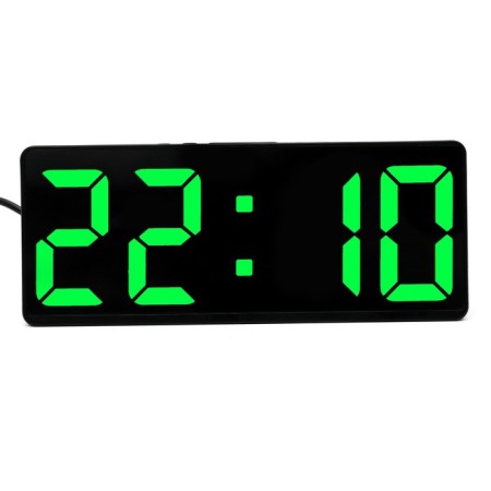 Electronic desktop watches: alarm clock, thermometer, calendar, USB, 15x6.3 cm, green numbers-1