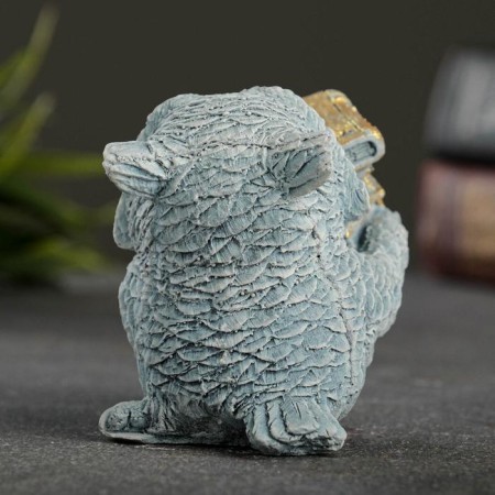 Figure "Owl with books" gray-blue 10x6x6cm-6