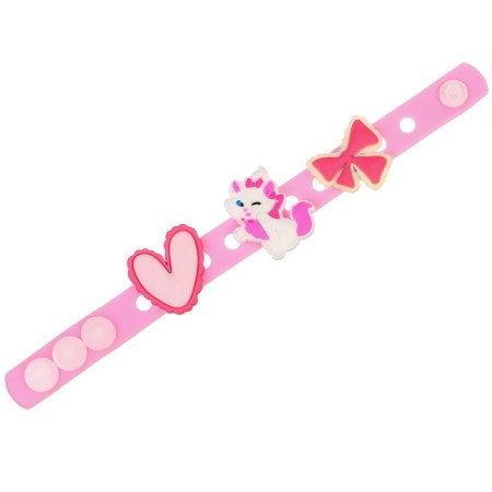 Silicone Bracelet with interchangeable jibitsami, 3 jibits included, cats aristocrats-6