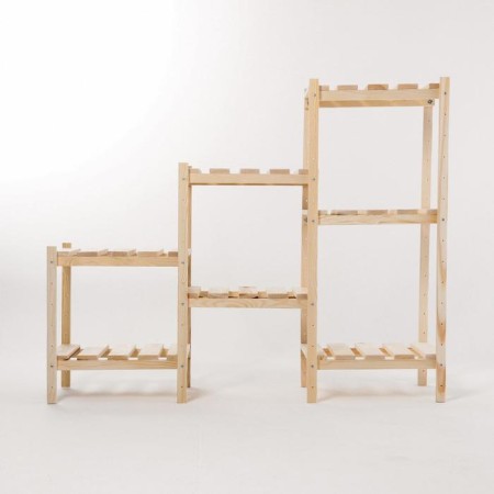 Wooden rack reinforced, 3 sections, screw connection, adjustable shelves 99.6x122x31-4