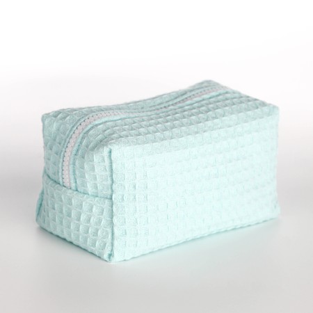Cosmetic bag at the zipper textura, turquoise color-2