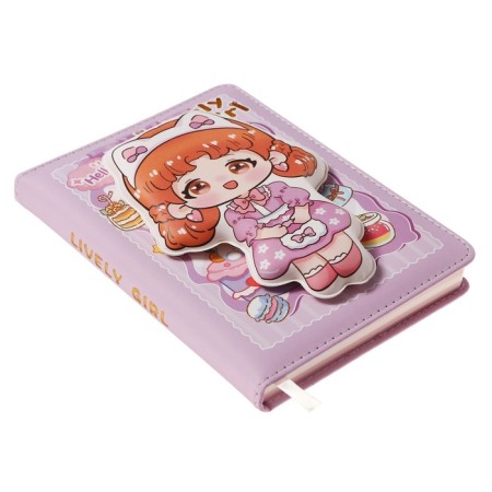 Gift notebook, A6+, 100 sheets, color block, PVC cover, "Anime", mix-6